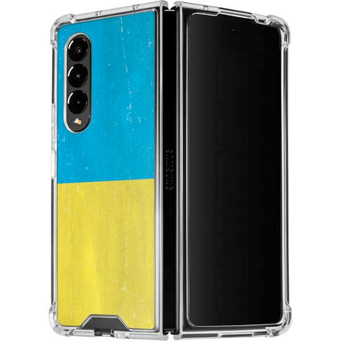 Ukraine Flag Distressed Galaxy Z Fold4 5G Clear Case